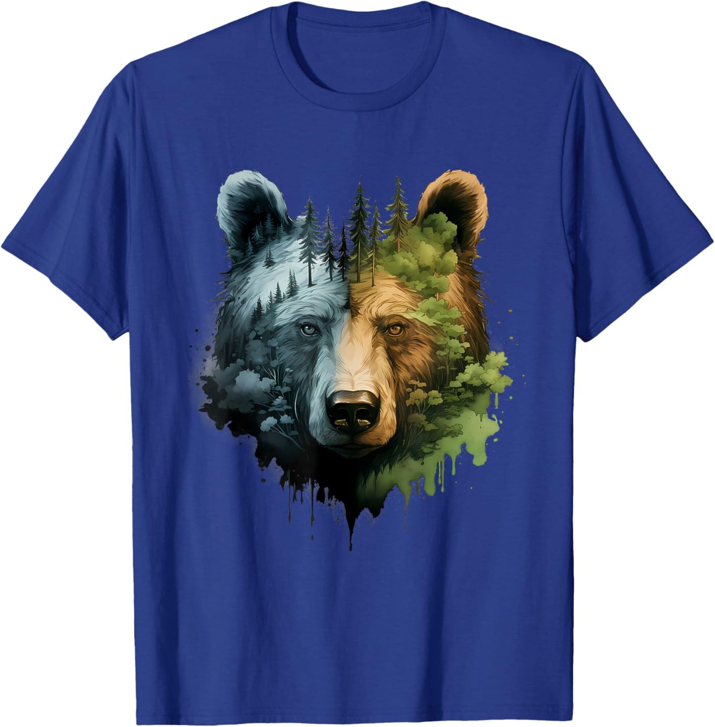 Bear Forest Portrait Animal Art Motif Nature Wildlife T-Shirt - T-Shirt | Royal