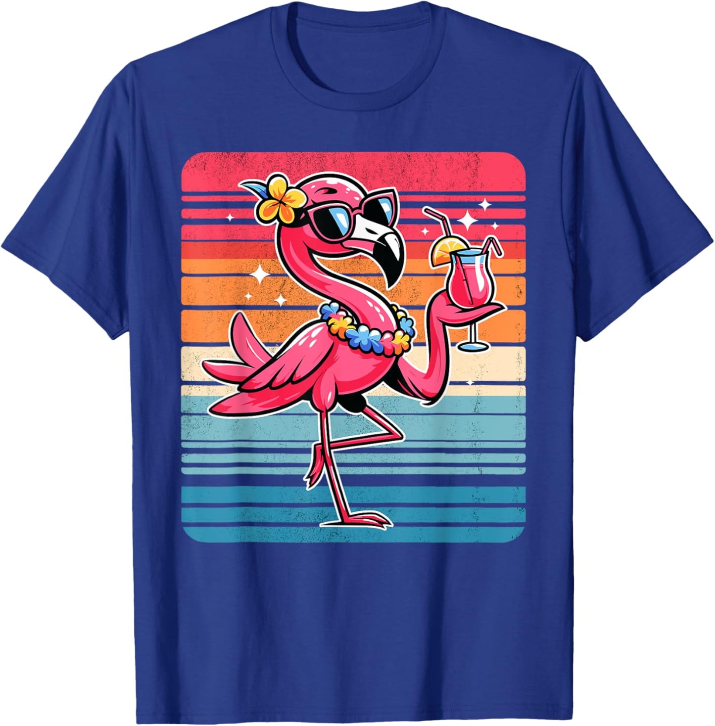Cool Retro Flamingo in Sunglasses Funny Flamingo T-Shirt - T-Shirt | Royal