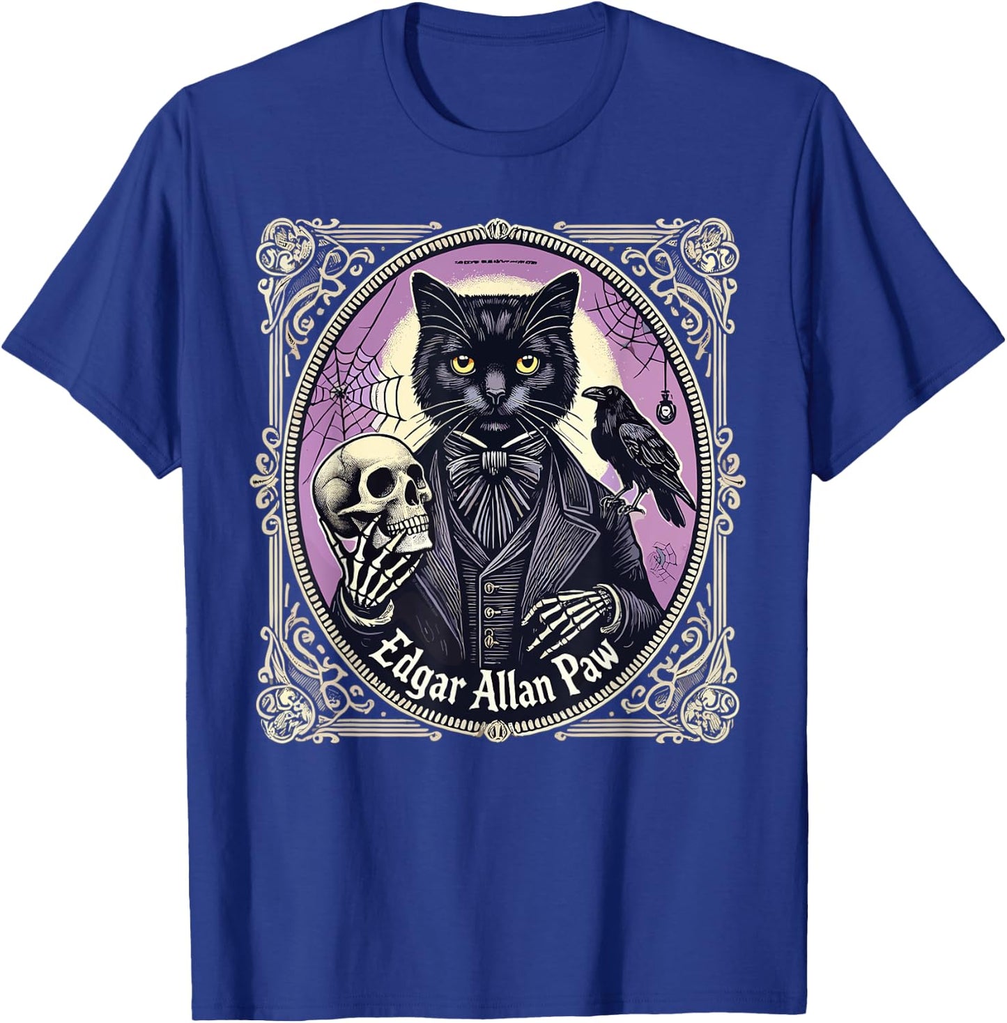 “Edgar Allan Paw” Funny Pun Black Cat Gothic Theme T-Shirt - T-Shirt | Royal