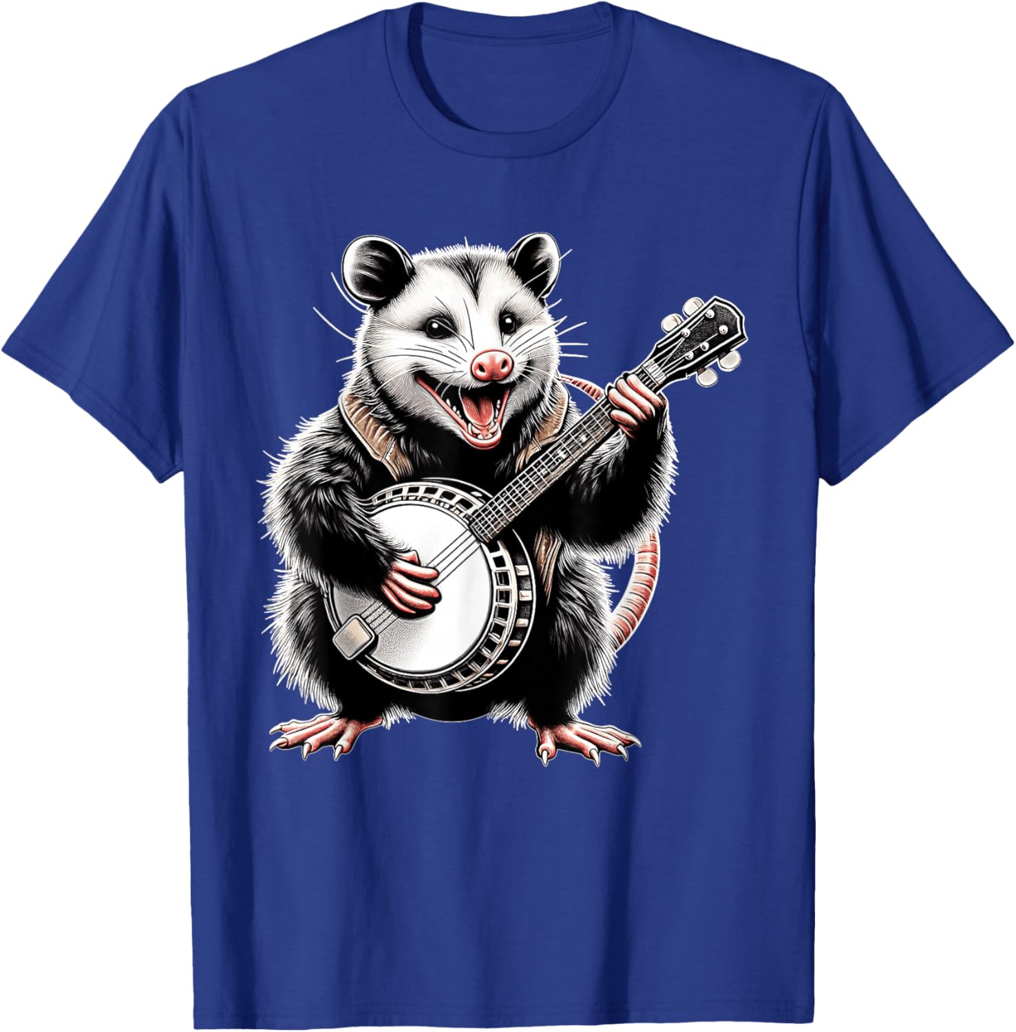 Opossum Possum Street Cat Bluegrass Banjo Player T-Shirt - T-Shirt | Royal