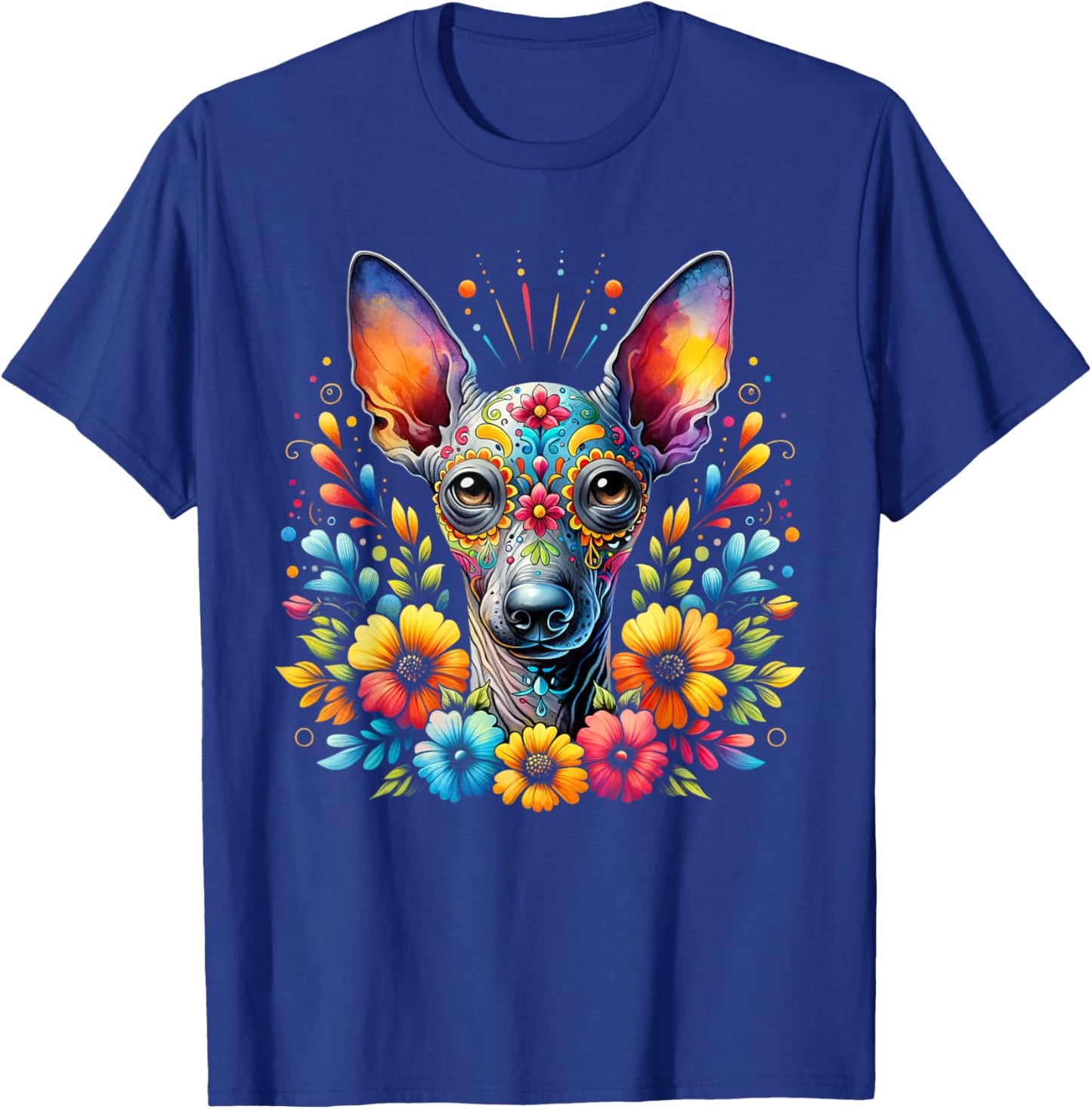 Xoloitzcuintli Dog Sugar Skull Cinco De Mayo Mexican T-Shirt - T-Shirt | Royal