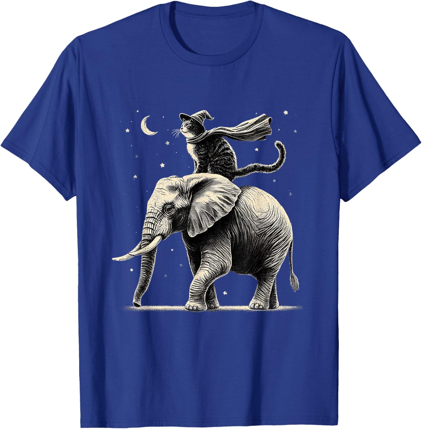 Cat Riding Elephant Design Animal Elephant Lovers T-Shirt - T-Shirt | Royal
