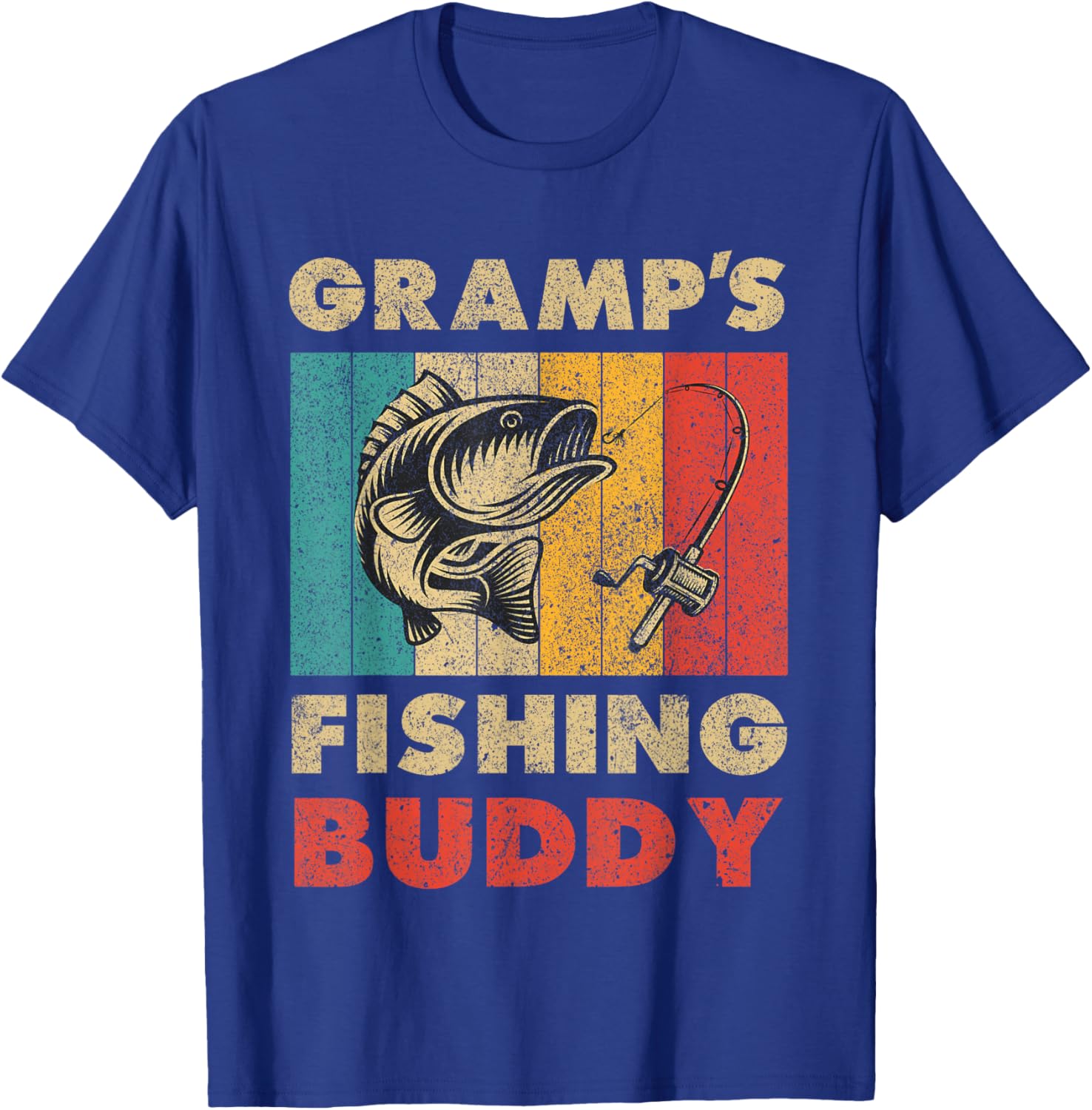 Funny Fishing Gramp's Fishing Buddy Vintage Fishing T-Shirt - T-Shirt | Royal