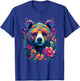 Flower Bear Colorful Rainbow Vibrant Graphic T-Shirt - T-Shirt | Royal