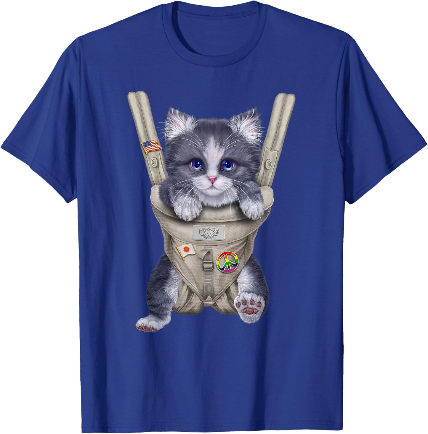 Grey Bicolor Cat in Baby Carrier Women Kids T-Shirt - T-Shirt | Royal