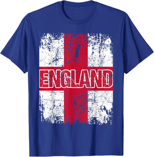 ENGLAND Flag Vintage Distressed ENGLAND T-Shirt - T-Shirt | Royal
