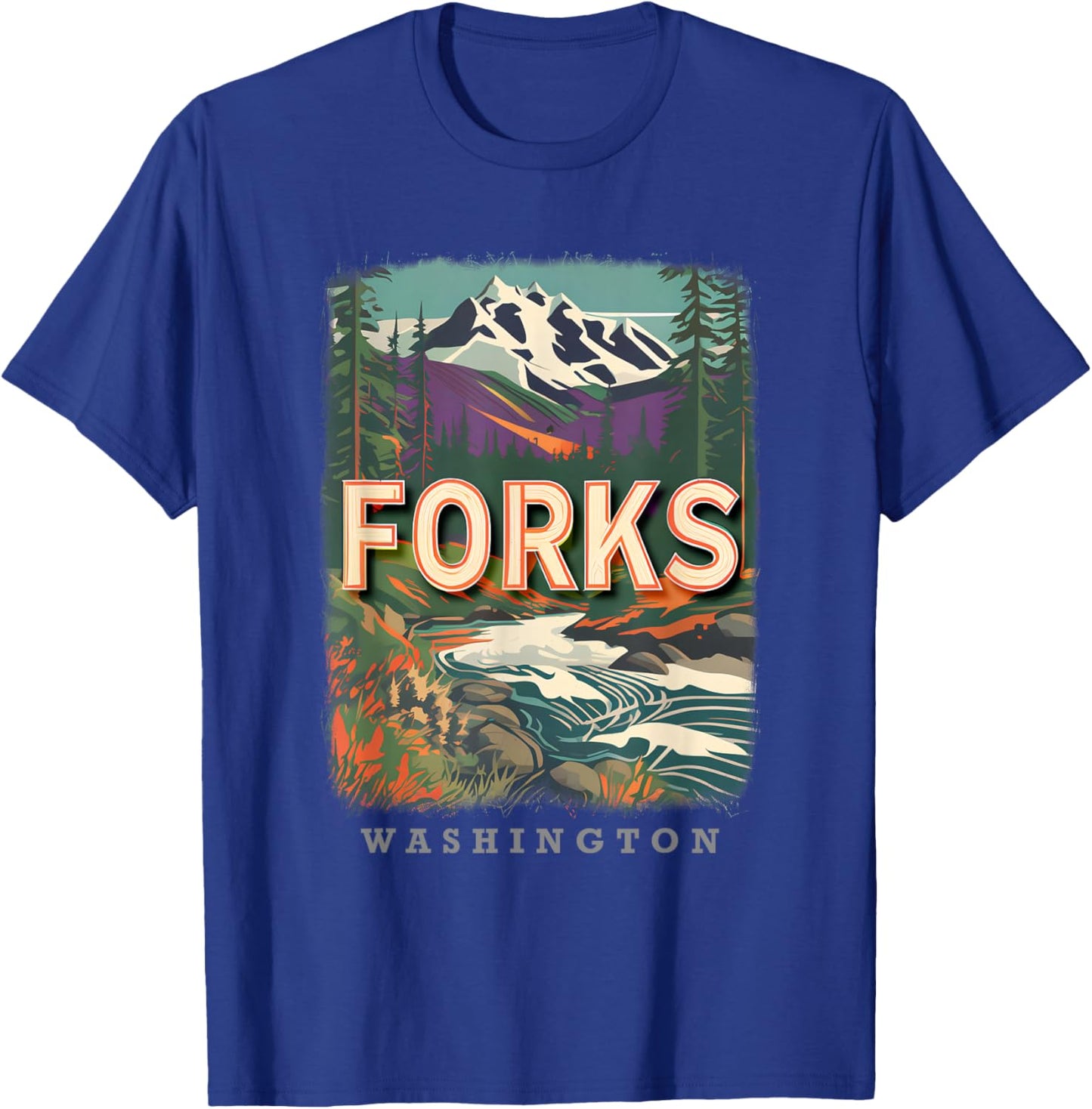 Forks Washington WA Outdoor Adventures SD115 T-Shirt - T-Shirt | Royal