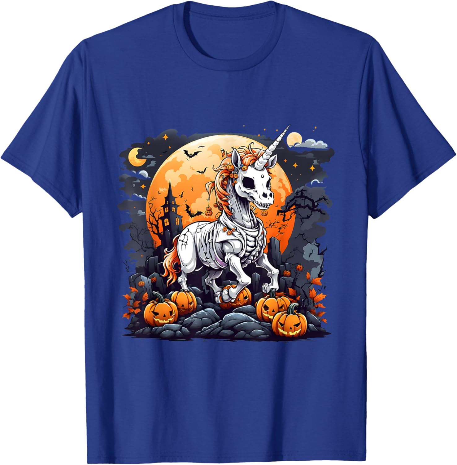 Cute Halloween Skeleton Unicorn Girls Women Witchy Halloween T-Shirt - T-Shirt | Royal