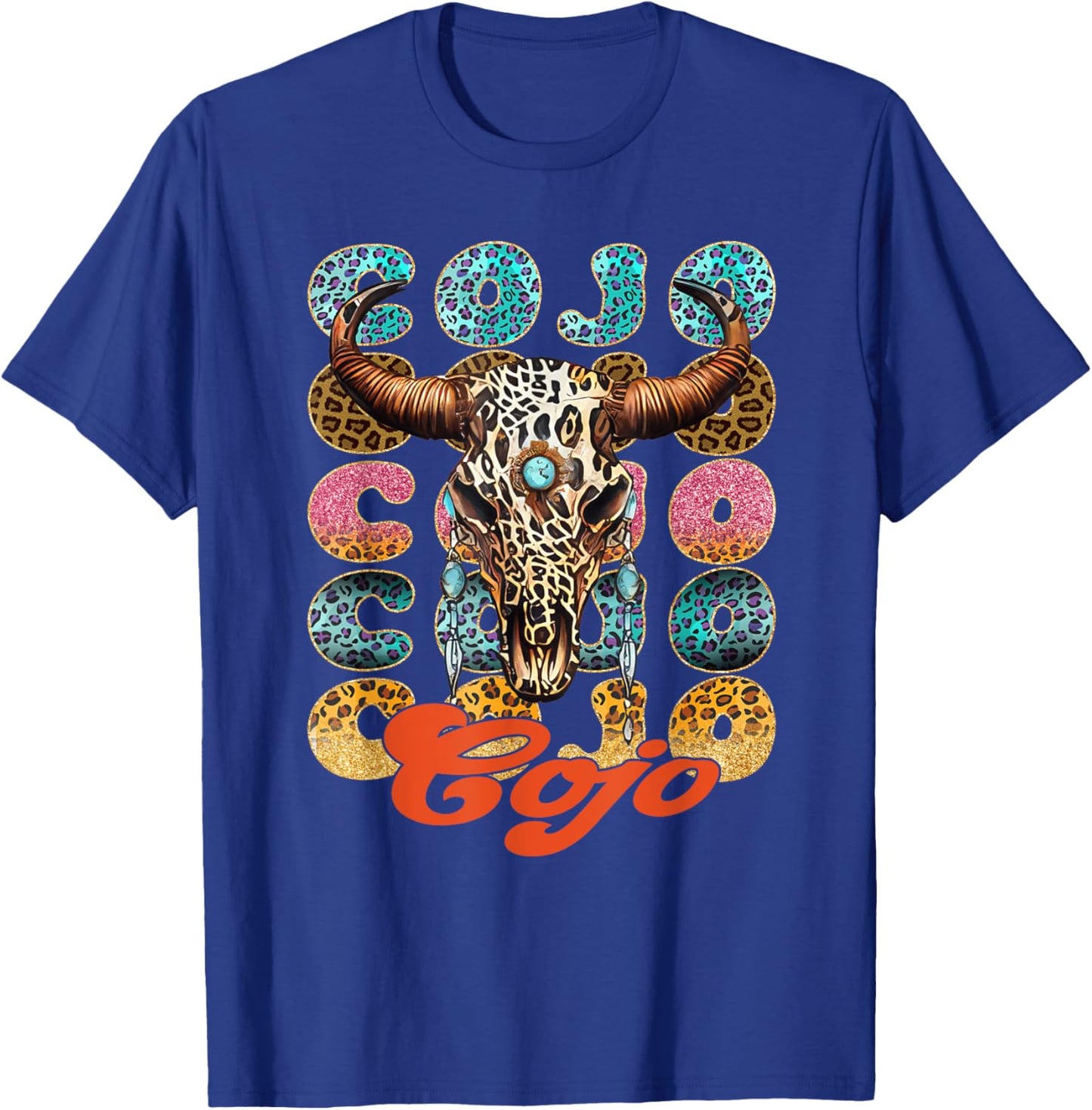 Vintage Rodeo Cojo Western Deserts Bull-Skull Cowhide Cojo T-Shirt - T-Shirt | Royal