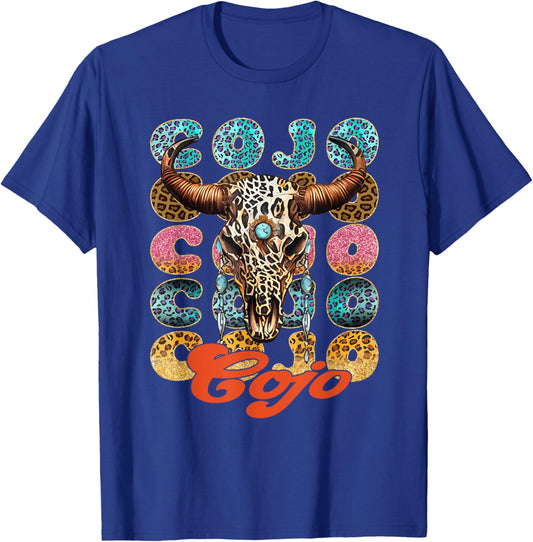 Vintage Rodeo Cojo Western Deserts Bull-Skull Cowhide Cojo T-Shirt - T-Shirt | Royal