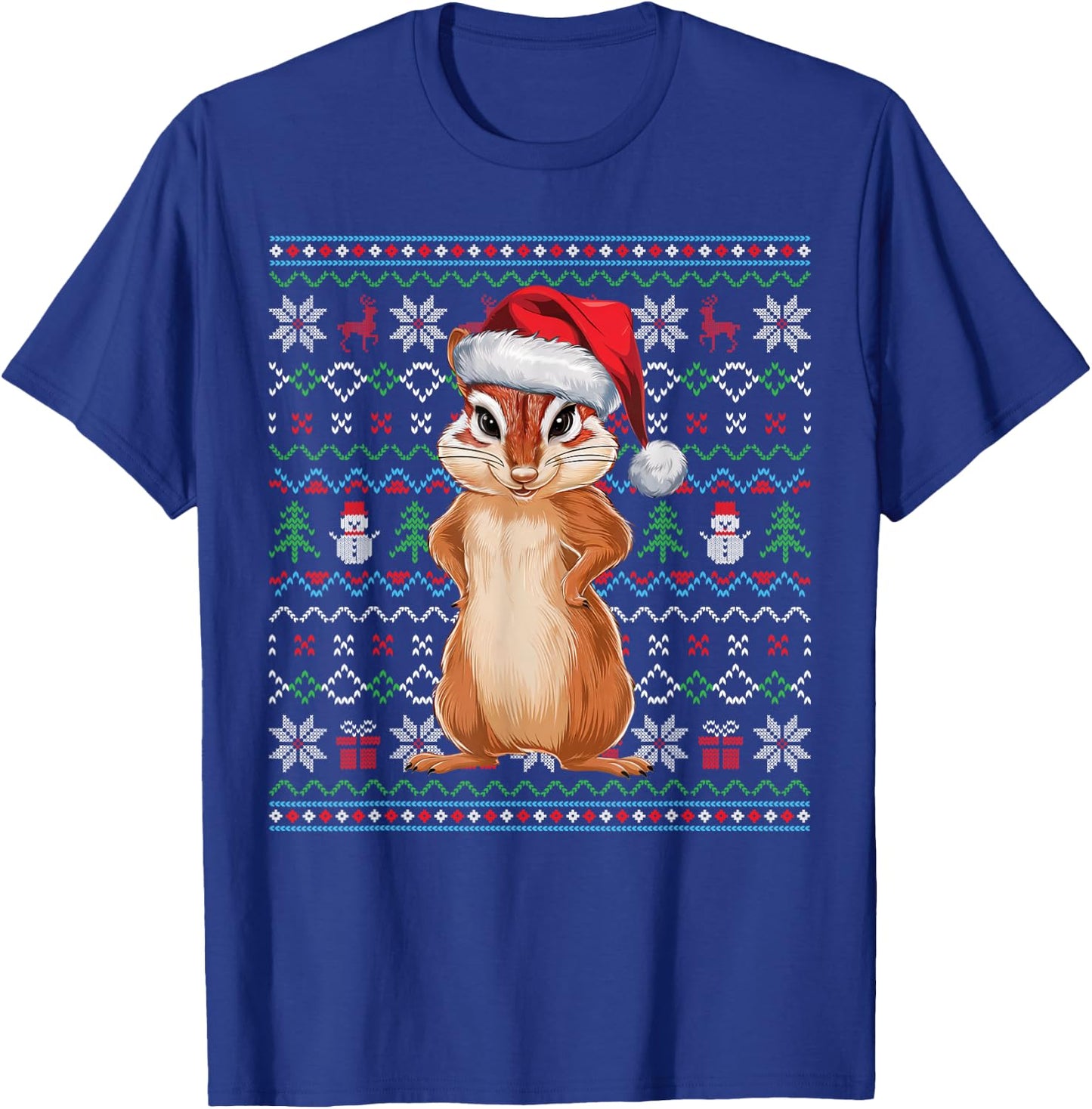 Ugly Chipmunk Lovers Xmas Sweater Santa Christmas T-Shirt - T-Shirt | Royal