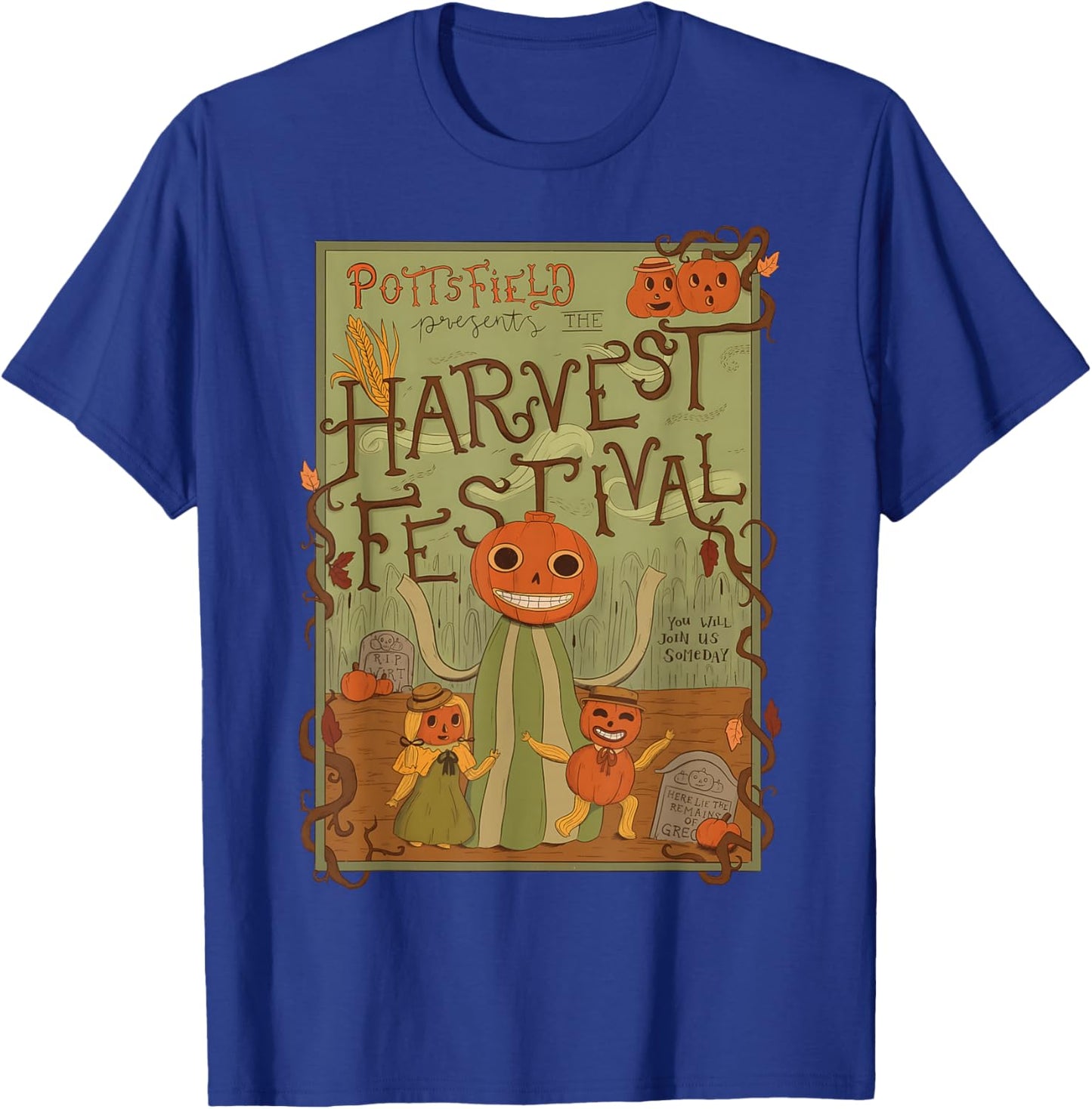 Spooky Pottsfield Harvest Festival Pumpkin Vibes Halloween T-Shirt - T-Shirt | Royal