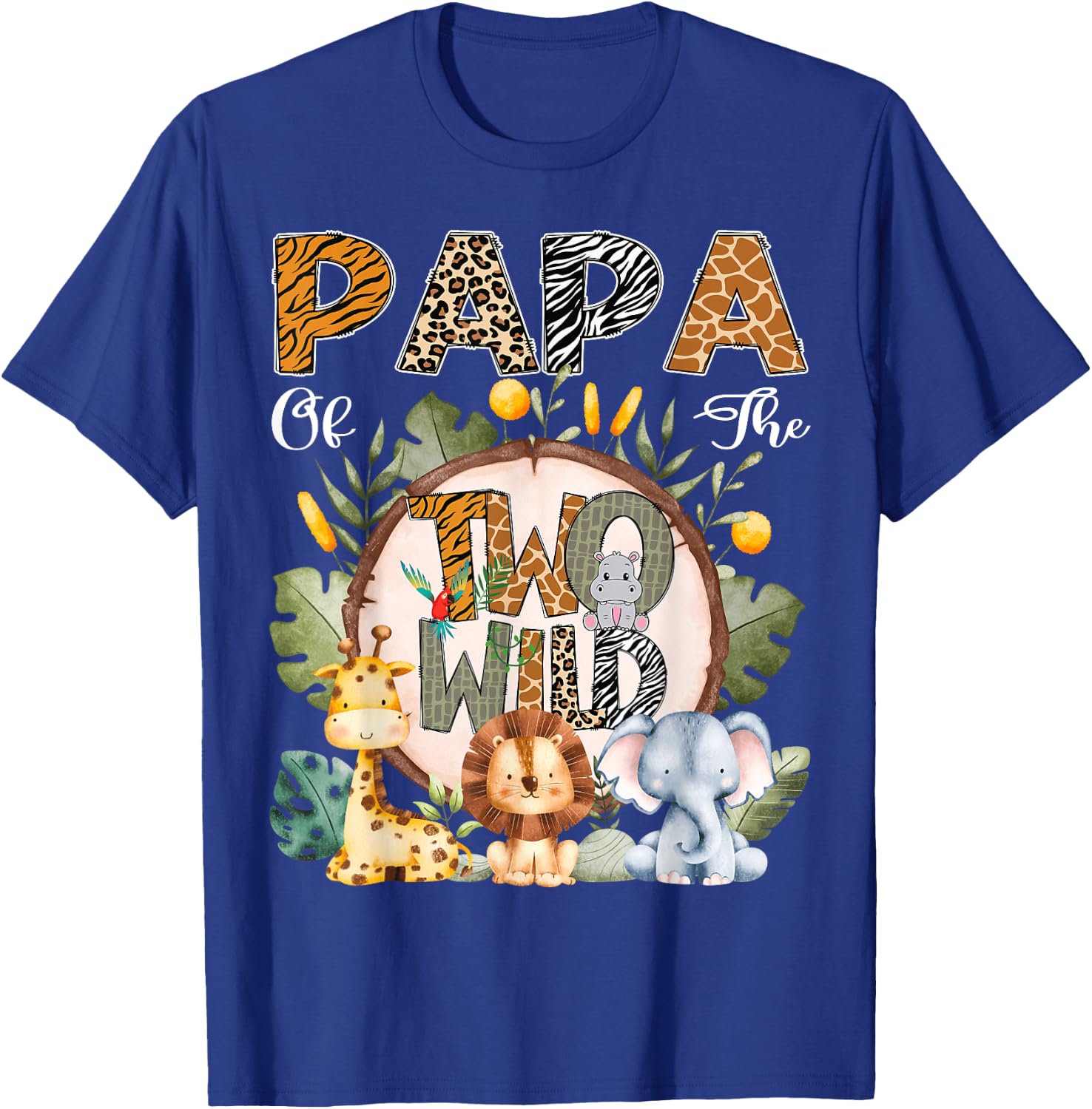 Papa Of The Two Wild Animal Safari 2Nd Birthday Party T-Shirt - T-Shirt | Royal