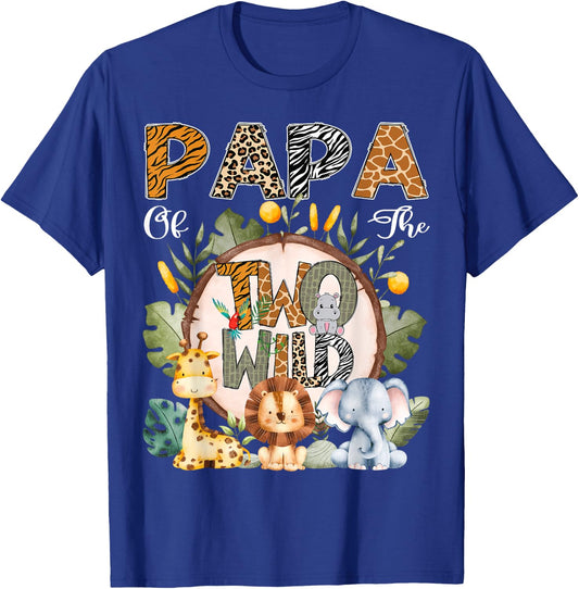 Papa Of The Two Wild Animal Safari 2Nd Birthday Party T-Shirt - T-Shirt | Royal