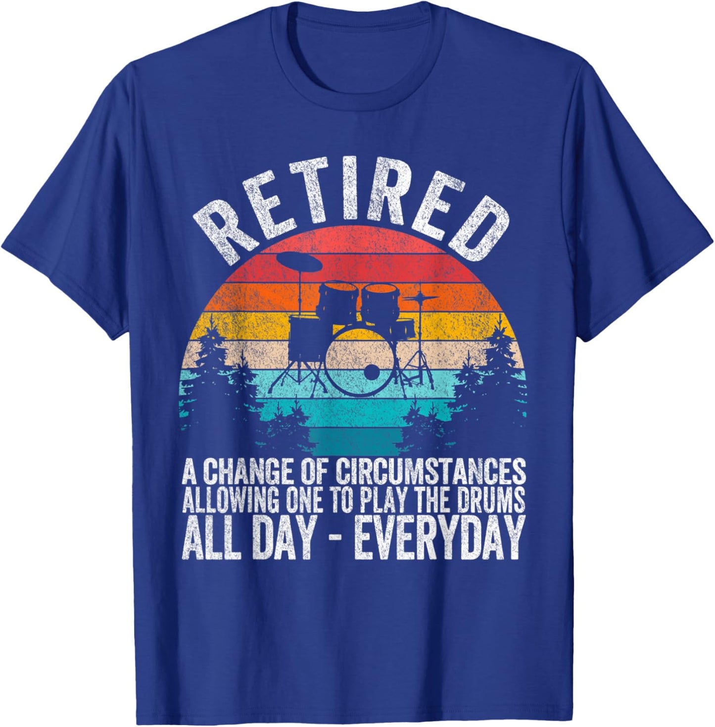 Funny Retired Definition Drums Retirement Plan Drummer Retro T-Shirt - T-Shirt | Royal