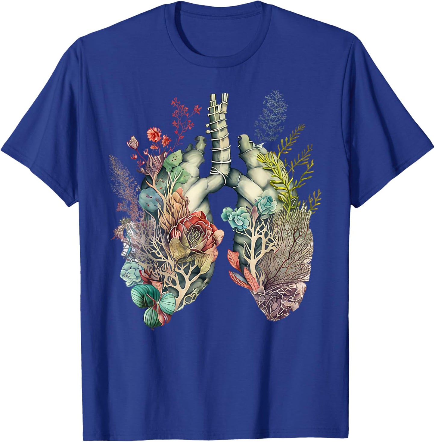 Anatomy Floral Lung RT Respiratory Therapy Pulmonologist T-Shirt - T-Shirt | Royal