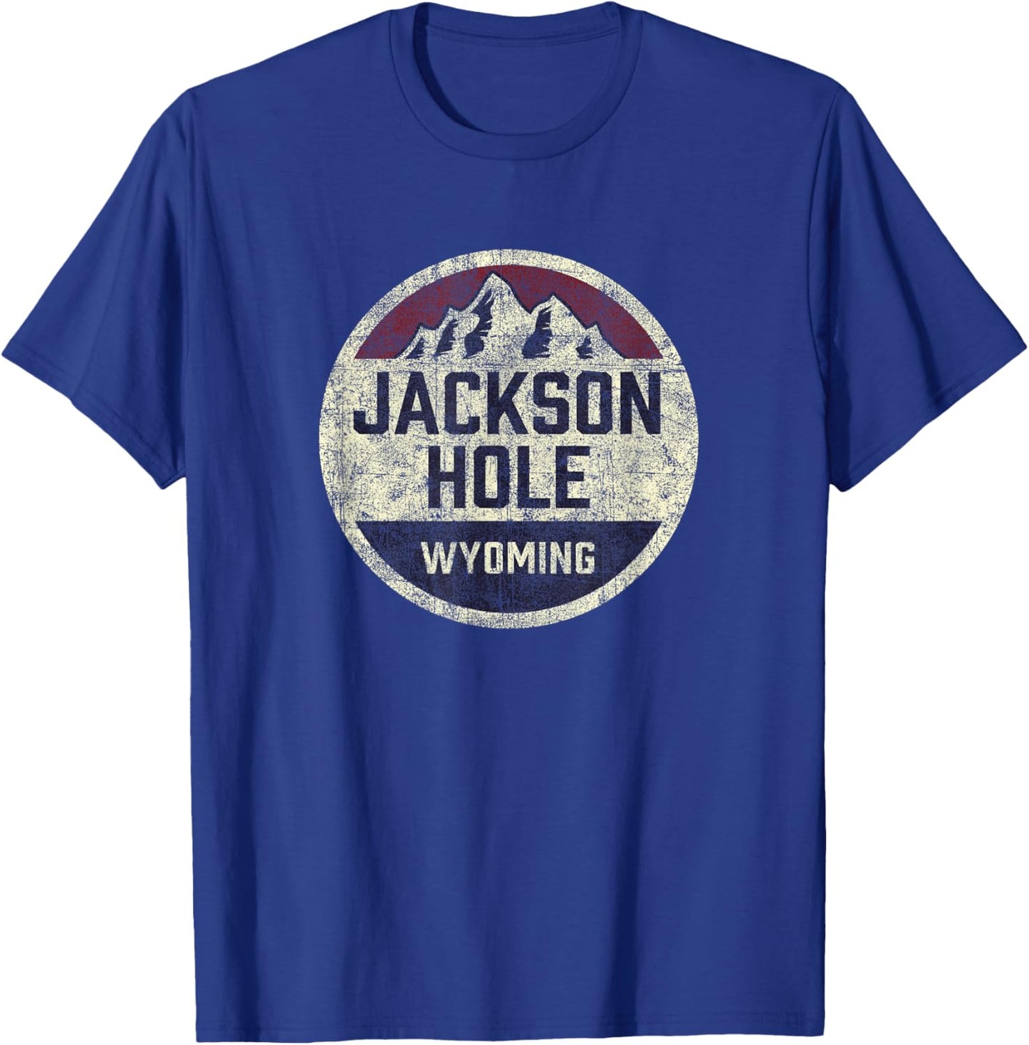 Vintage Jackson Hole Wyoming Souvenir Retro Hiking Graphic T-Shirt - T-Shirt | Royal