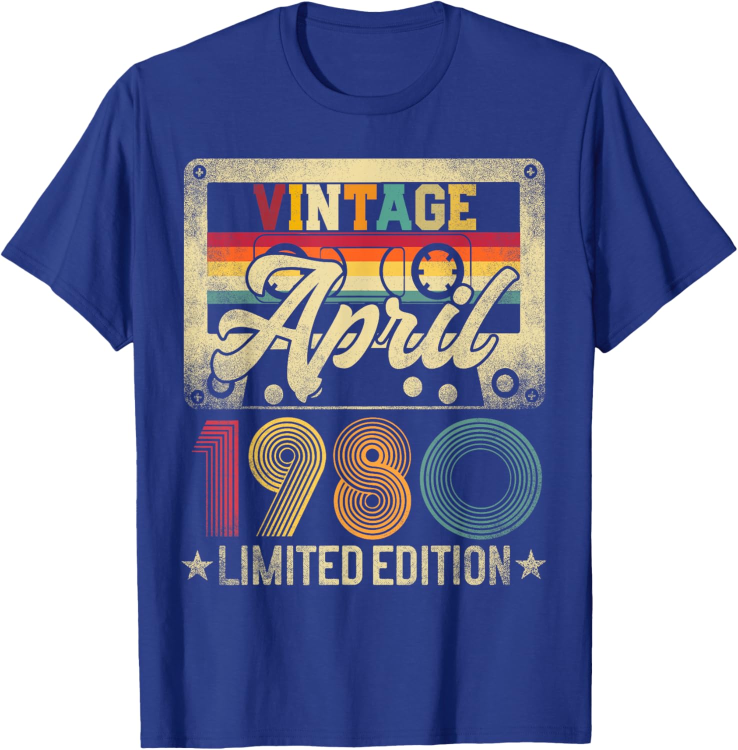 Born In 1980 - Vintage April 44th Birthday 44 Years Old T-Shirt - T-Shirt | Royal