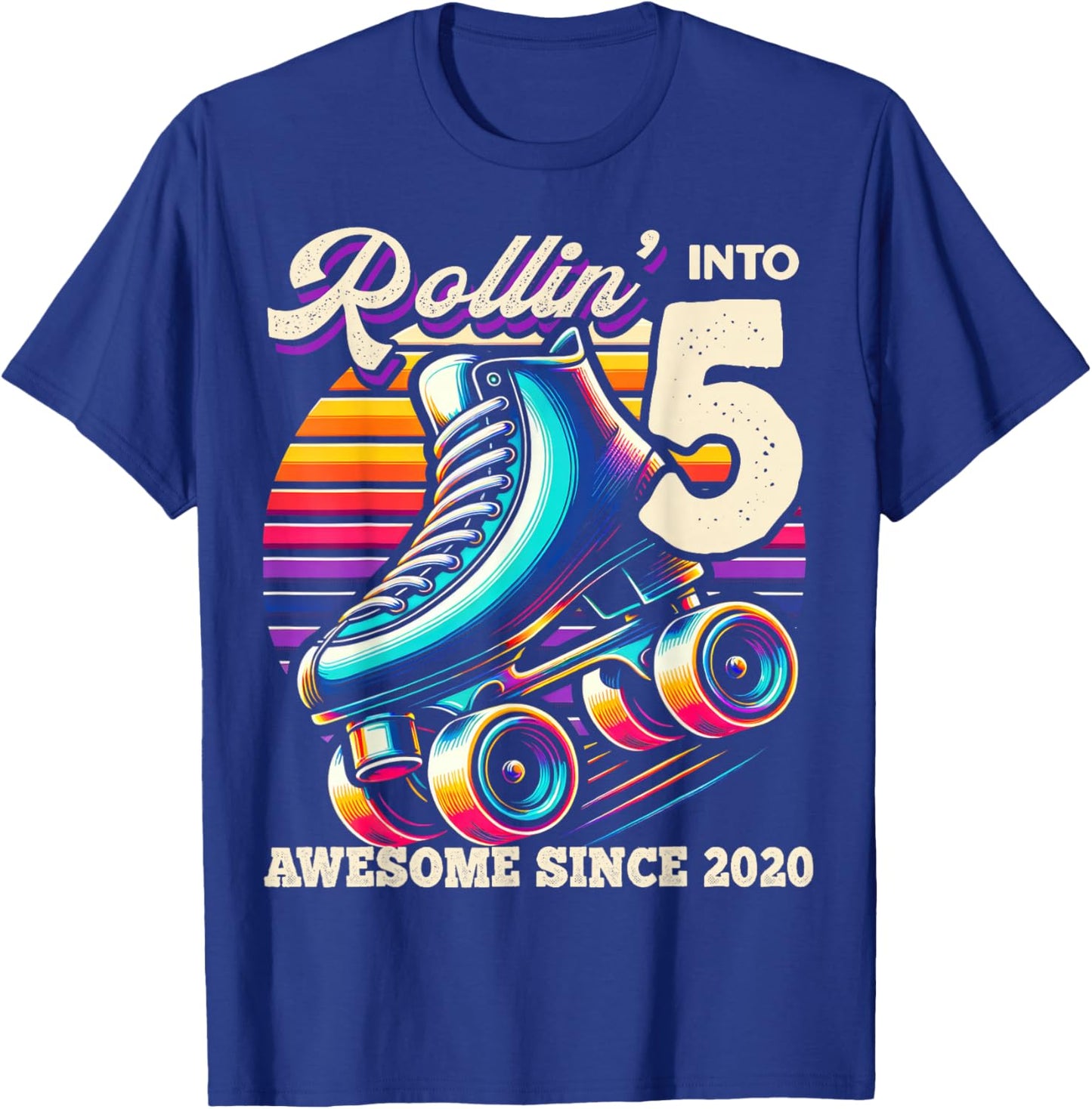 Birthday Roller Skating 5th Girls Rollin into 5 Skate Party T-Shirt - T-Shirt | Royal