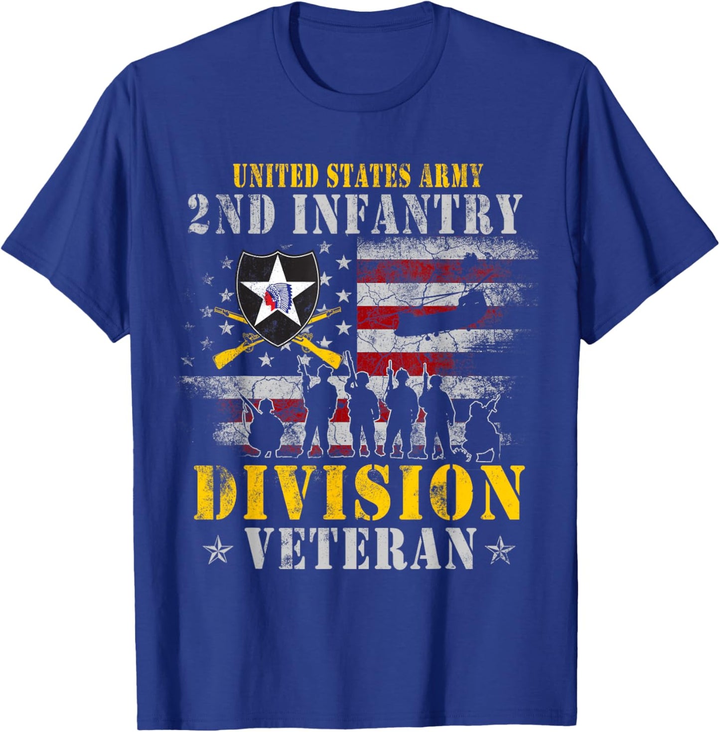 Second to None 2nd Infantry Division Shirt Veterans Day Flag T-Shirt - T-Shirt | Royal
