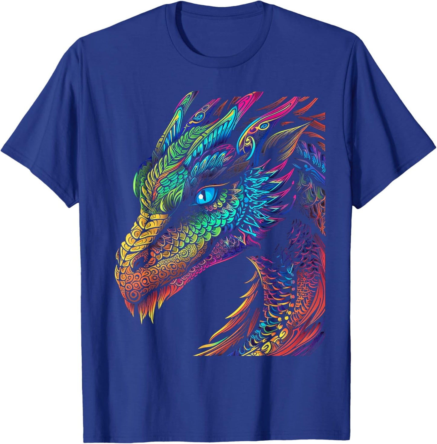 Dragon Colorful Abstract Animal Art Graphic Dragon T-Shirt - T-Shirt | Royal