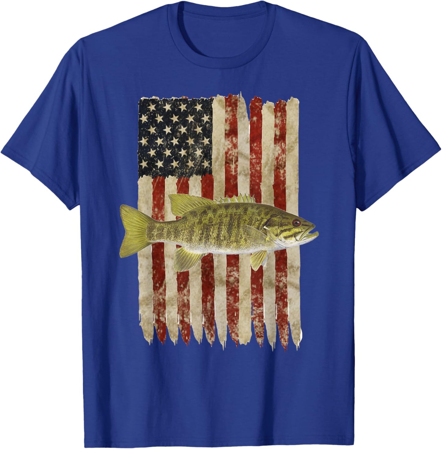 Hooked on Freedom Patriotic Smallmouth Bass Fishing USA Women Kids Men T-Shirt - T-Shirt | Royal