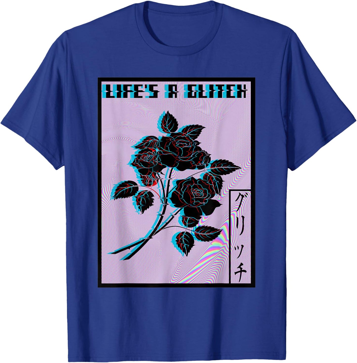 Life's a Glitch Vaporwave Aesthetic Sad Rose T-Shirt - T-Shirt | Royal