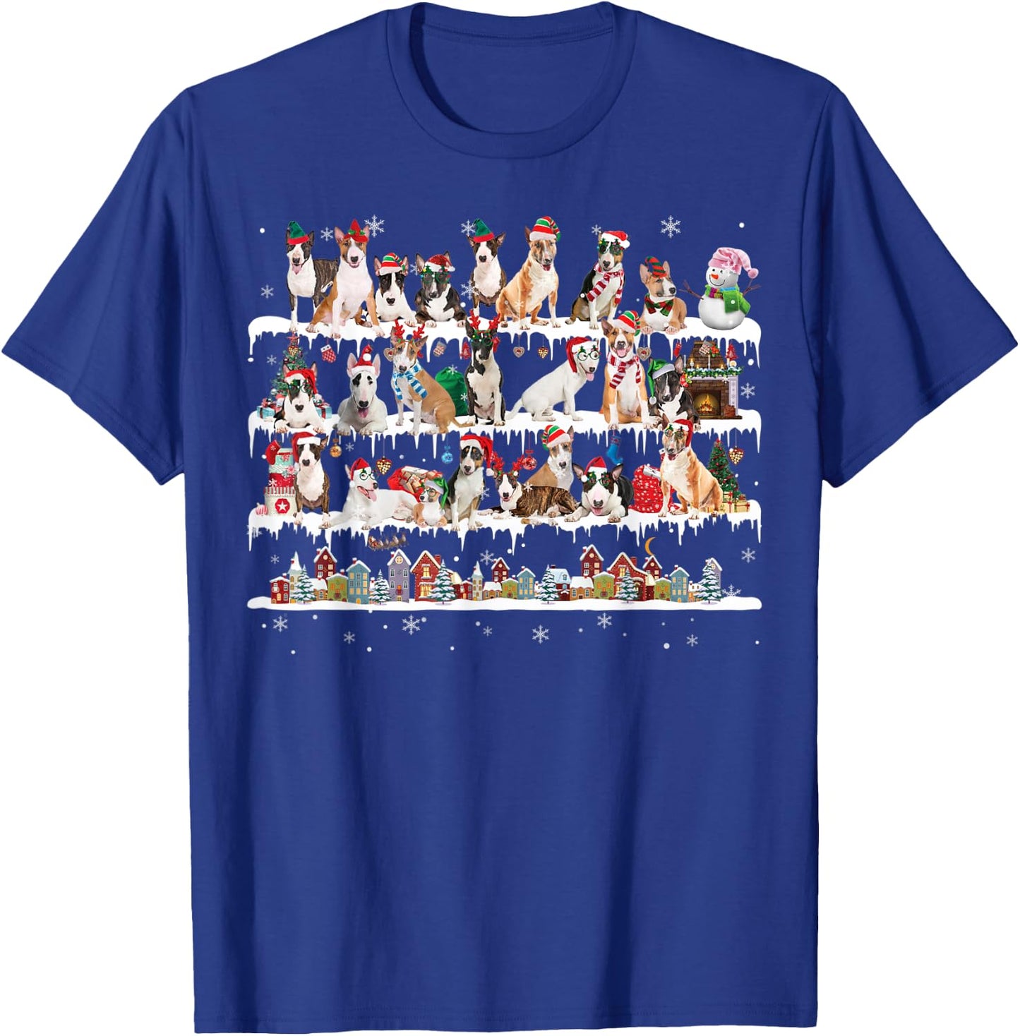 Bull Terrier Christmas Snow Layers Santa Dog Ugly Xmas Women Kids T-Shirt - T-Shirt | Royal