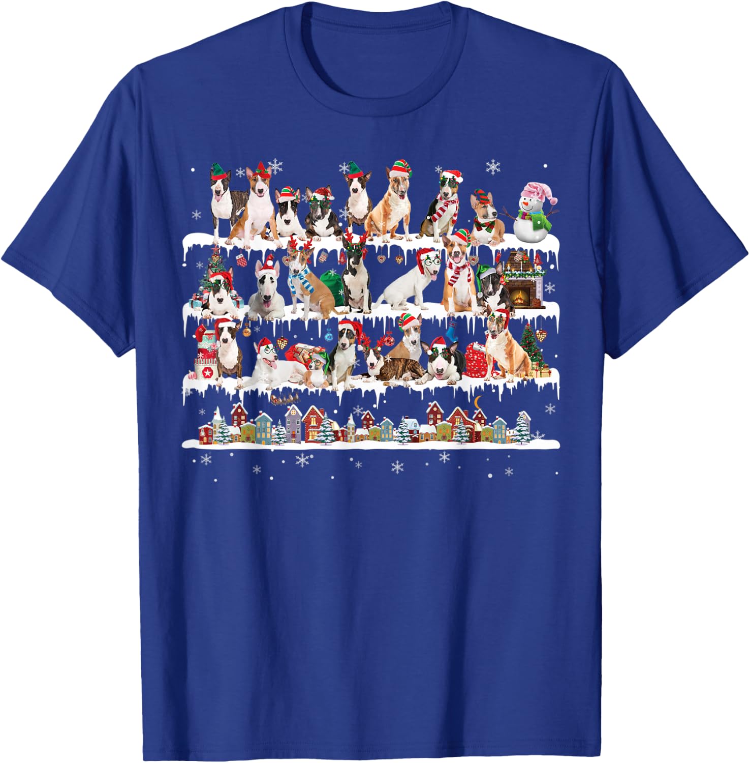 Bull Terrier Christmas Snow Layers Santa Dog Ugly Xmas Women Kids T-Shirt - T-Shirt | Royal