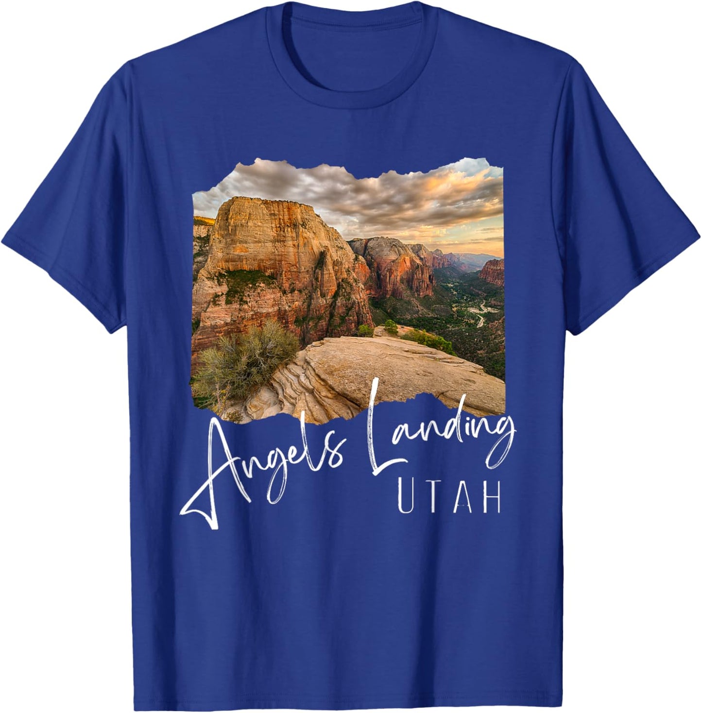 Retro Utah, Angels Landing T-Shirt - T-Shirt | Royal