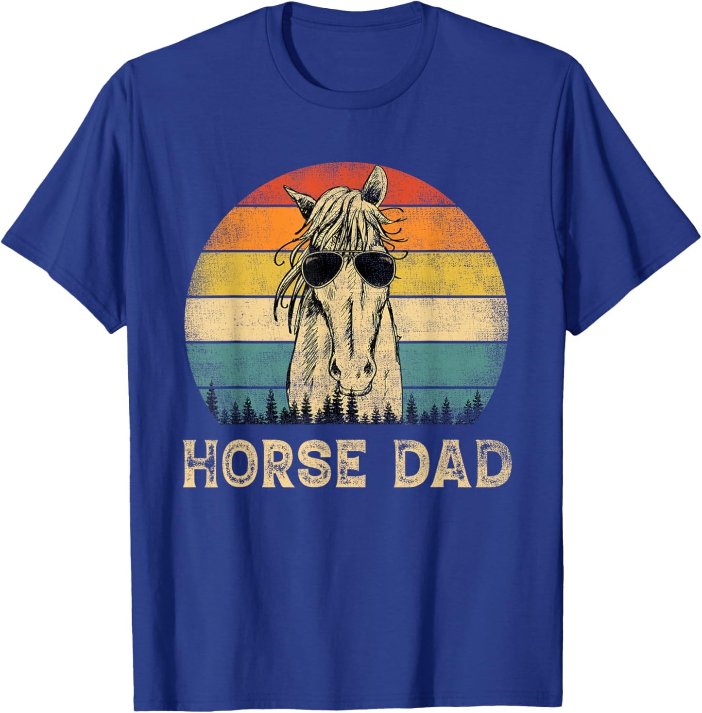 Vintage Horse Dad Horse Lovers Daddy Father's Day T-Shirt - T-Shirt | Royal