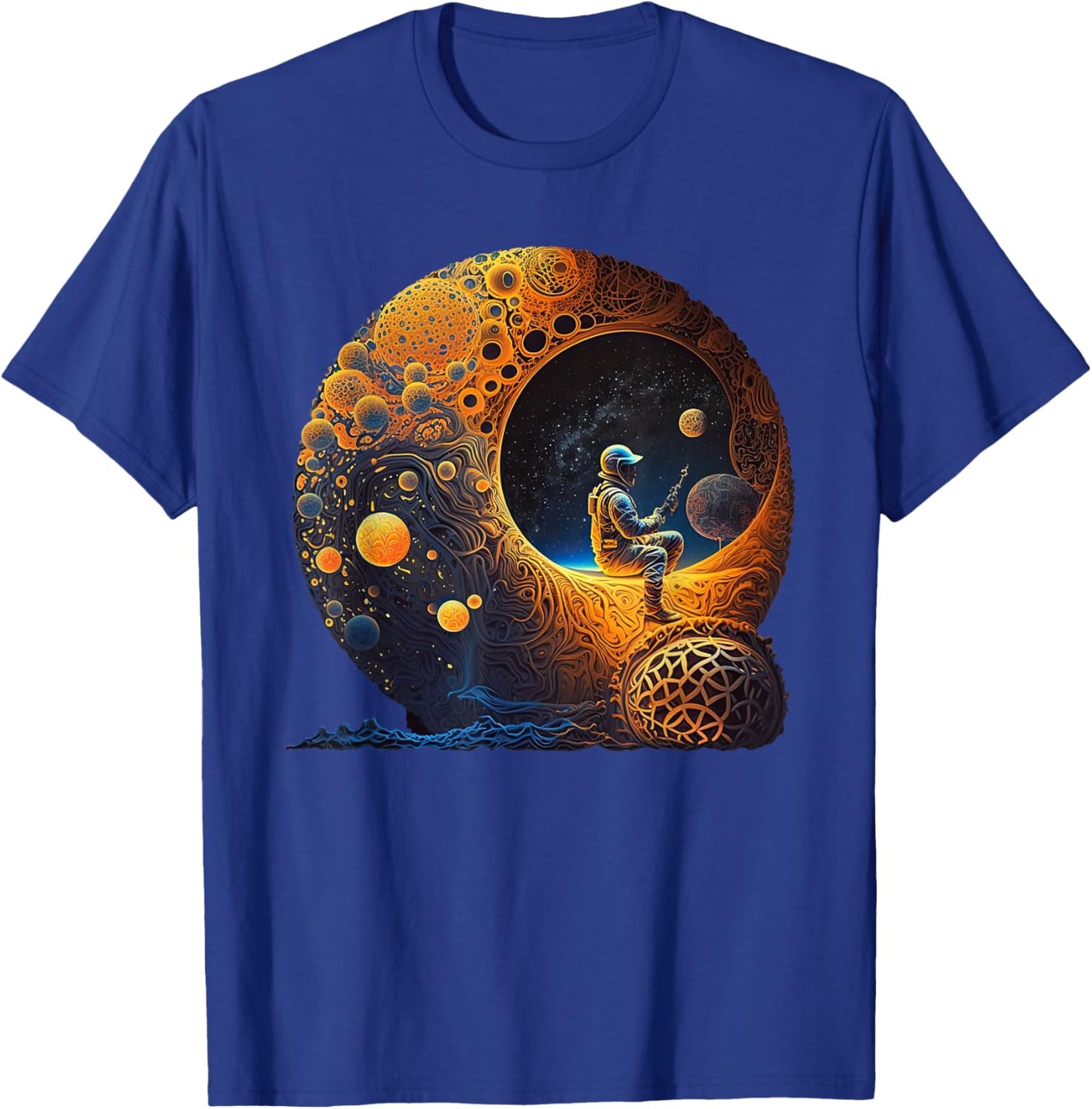 Meditating Astronaut Planets Meditation Astral Travel T-Shirt - T-Shirt | Royal