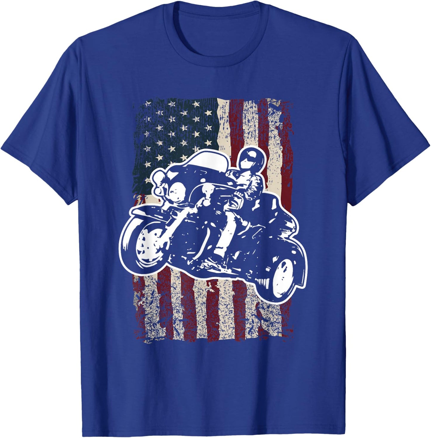 Triker Motorcycle America Trike Biker Gift T-Shirt - T-Shirt | Royal