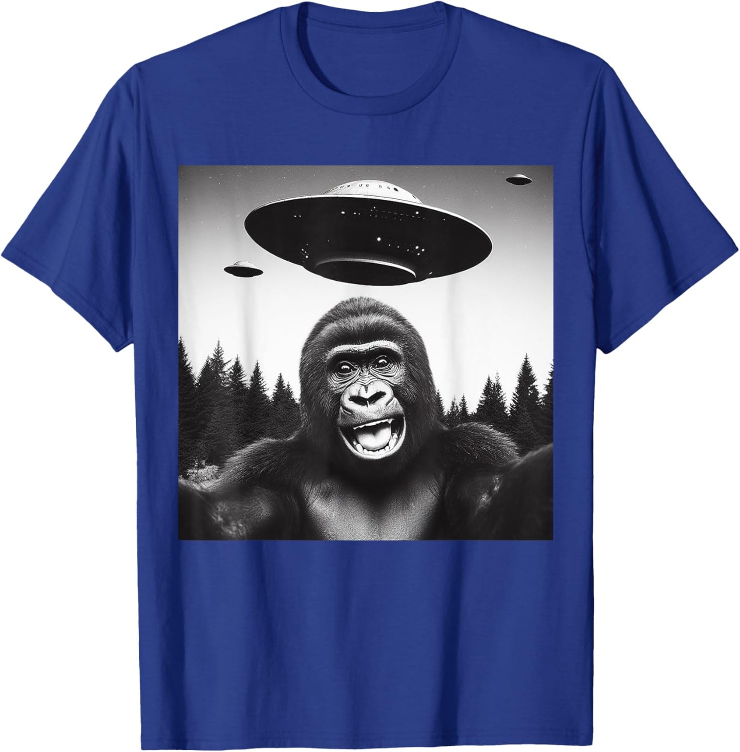 Gorilla Selfie With Alien UFO Funny Gifts Women Kid T-Shirt - T-Shirt | Royal