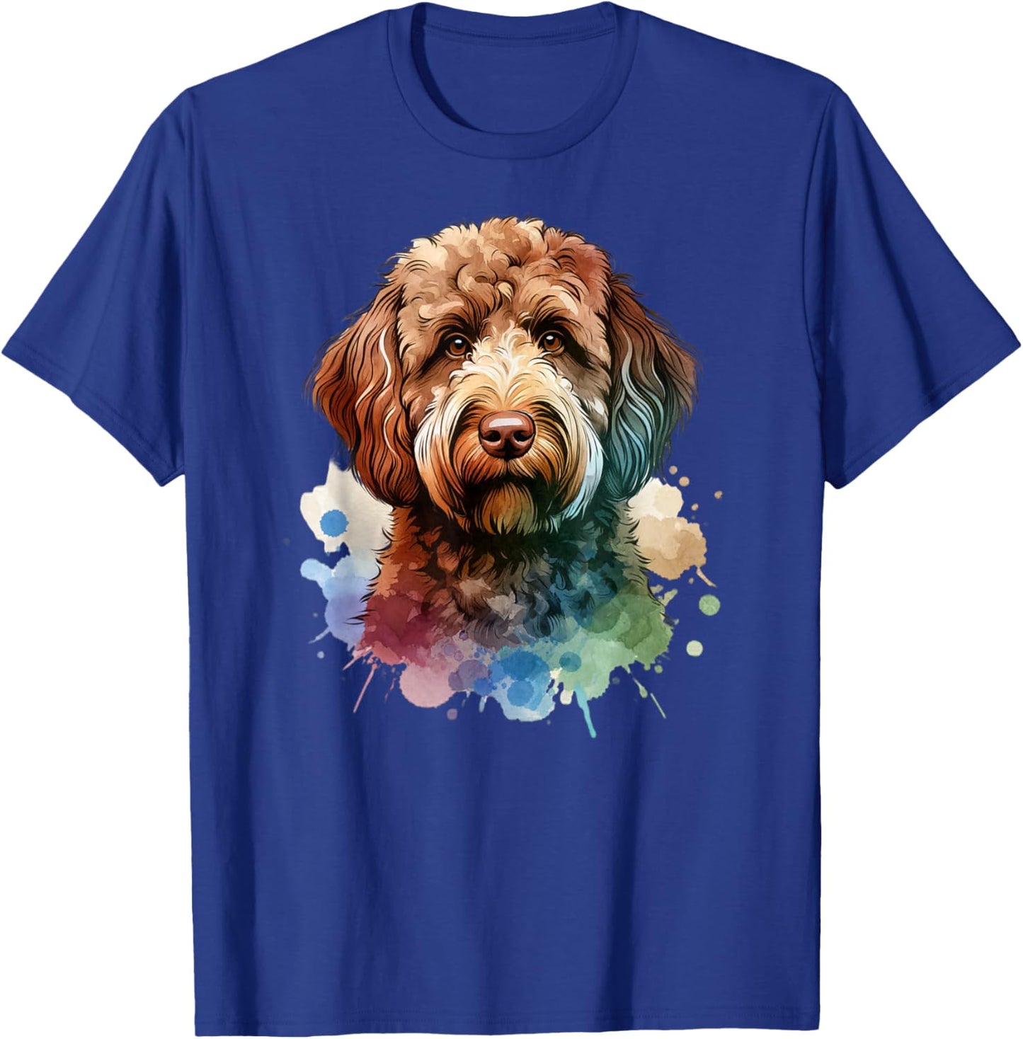 Doggies Unlimited Chocolate Labradoodle Dog Watercolor Artwork T-Shirt - T-Shirt | Royal
