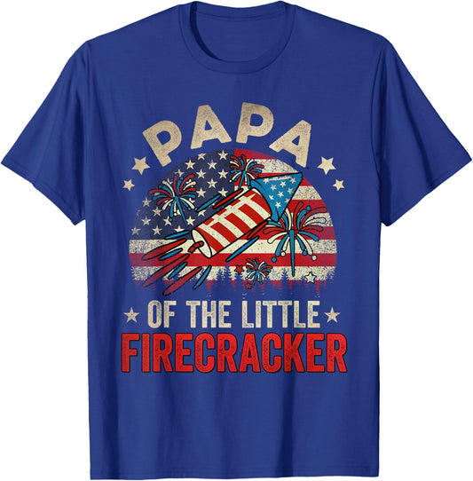 4th Of July Birthday Papa Of The Little Firecracker T-Shirt - T-Shirt | Royal