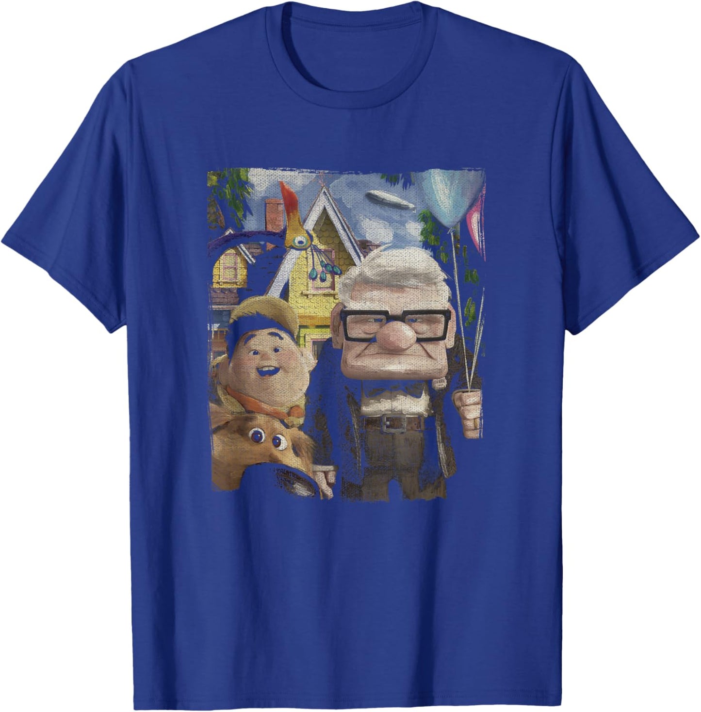 Disney Pixar Up Carl Russell Dug & Kevin Vintage Painting T-Shirt - T-Shirt | Royal