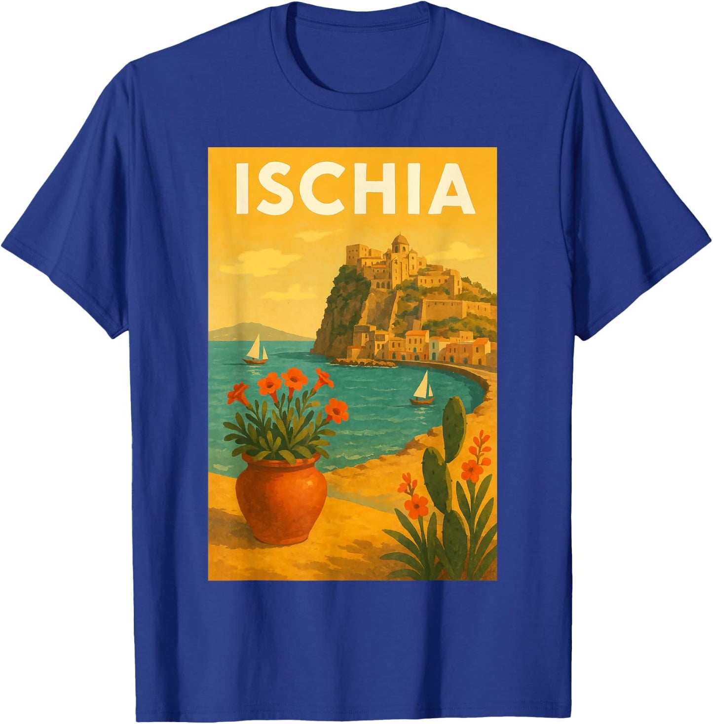 Ischia Vintage Travel Poster Art Print for Home Office T-Shirt - T-Shirt | Royal