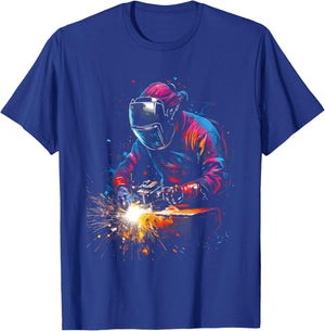 Colorful Metalwork Art Worker Metal Men T-Shirt - T-Shirt | Royal