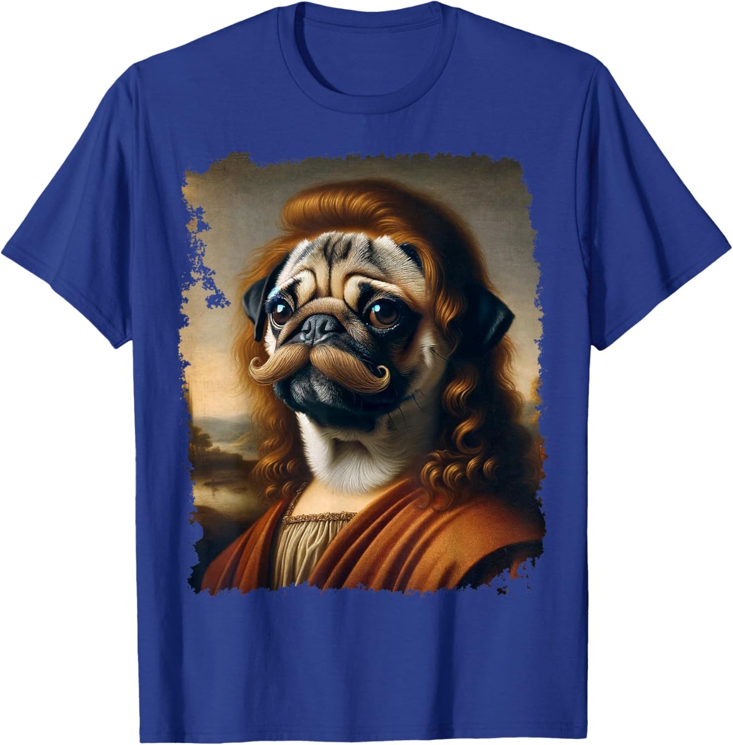 Renaissance Painting Pug Dog Mustache T-Shirt - T-Shirt | Royal