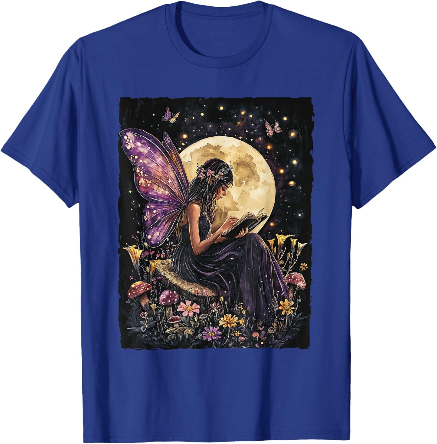 Whimsical Book Fairy Reading Bookish Fairycore T-Shirt - T-Shirt | Royal