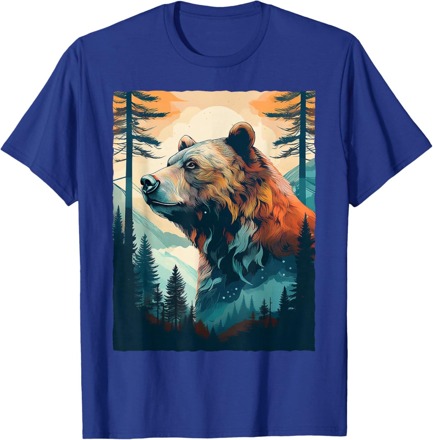 Bear and Forest Nature T-Shirt - T-Shirt | Royal