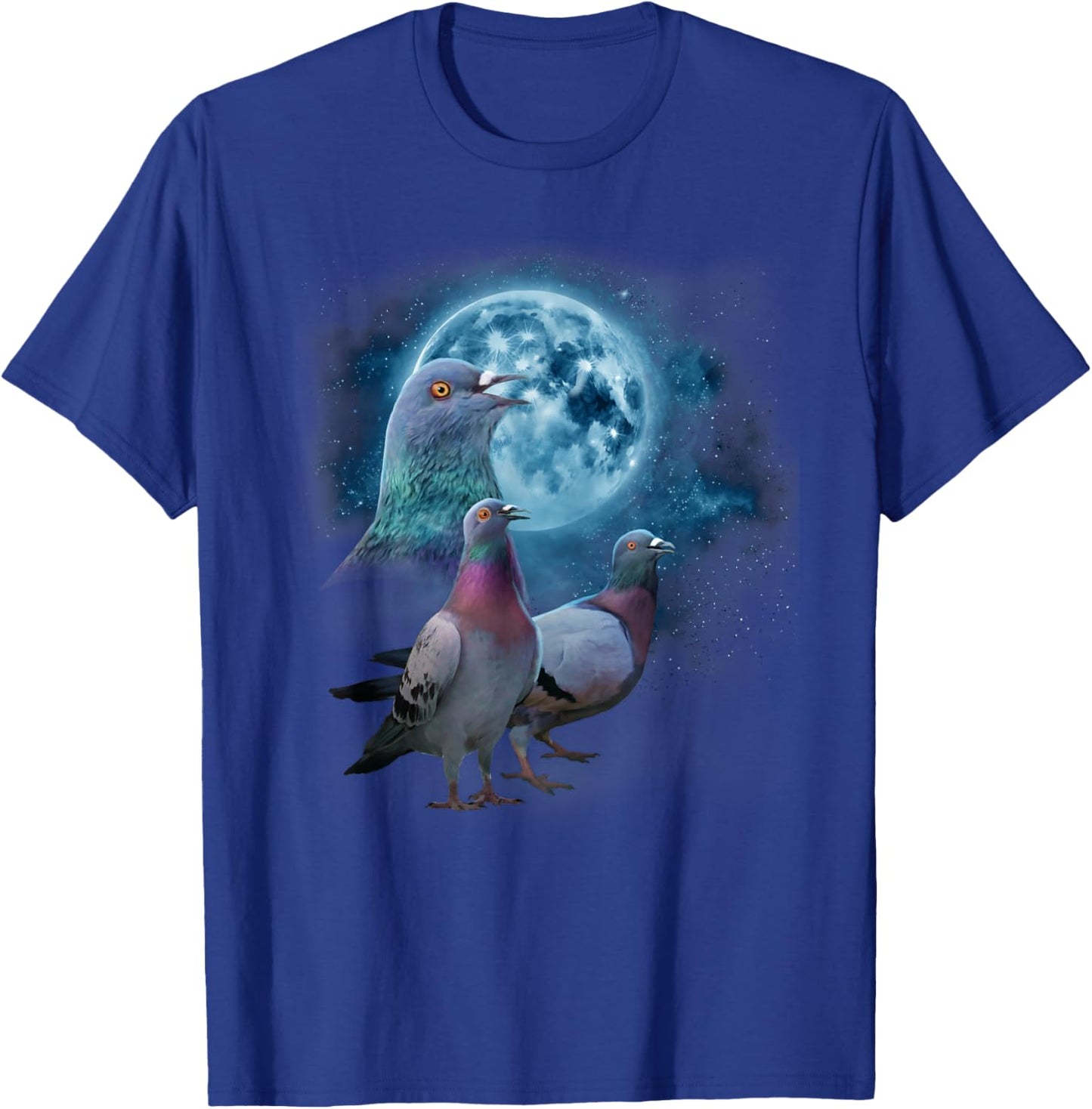Funny Pigeon Shirt - Funny Pigeons Howling at the Moon T-Shirt - T-Shirt | Royal
