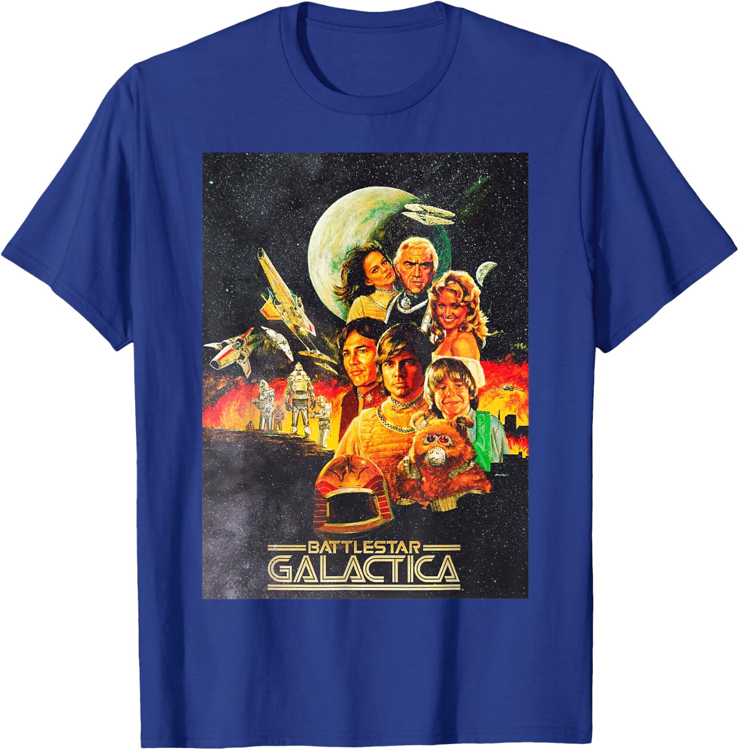 Battlestar Galactica Vintage Poster T-Shirt - T-Shirt | Royal