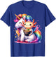 Cute Anime Kawaii Axolotl Riding A Unicorn And Eating Ramen T-Shirt - T-Shirt | Royal