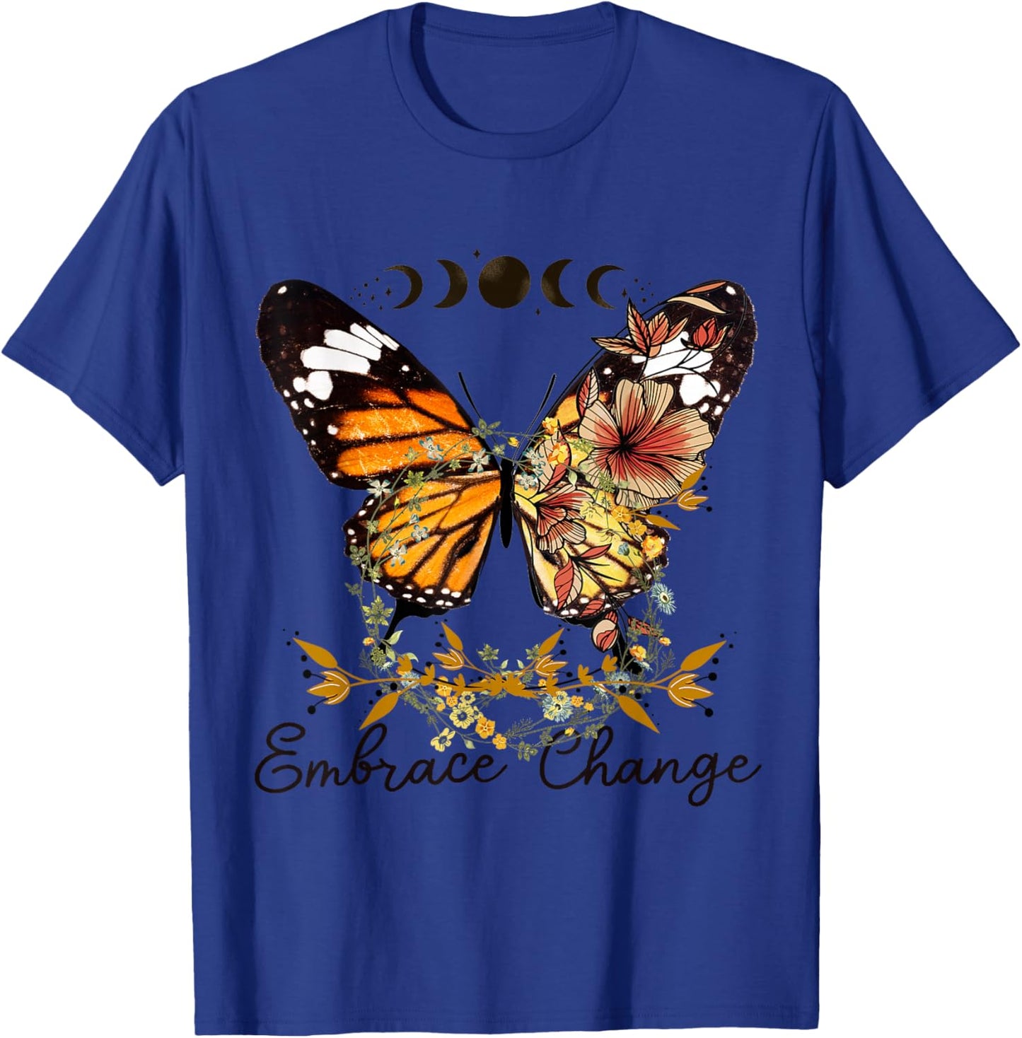 Beautiful butterfly flowers, floral flowers, change design T-Shirt - T-Shirt | Royal