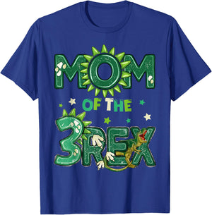 Mom of The Three Rex Birthday Dinosaur Family Matching T-Shirt - T-Shirt | Royal