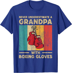 Never Underestimate An Old Man With Boxing Gloves Boxing T-Shirt - T-Shirt | Royal