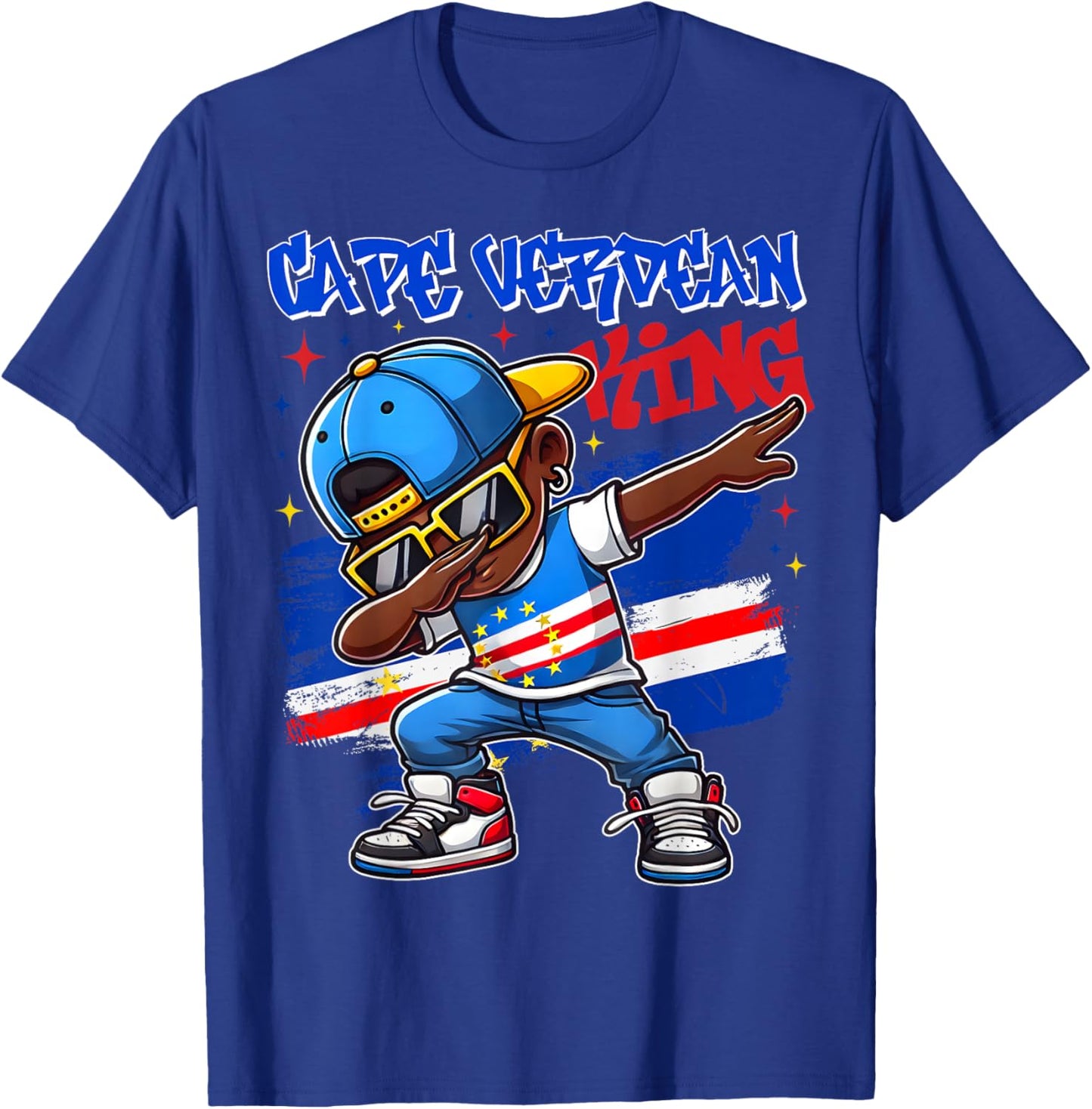 Cape Verdean King Dabbing Cape Verde Flag Pride for Kids T-Shirt - T-Shirt | Royal