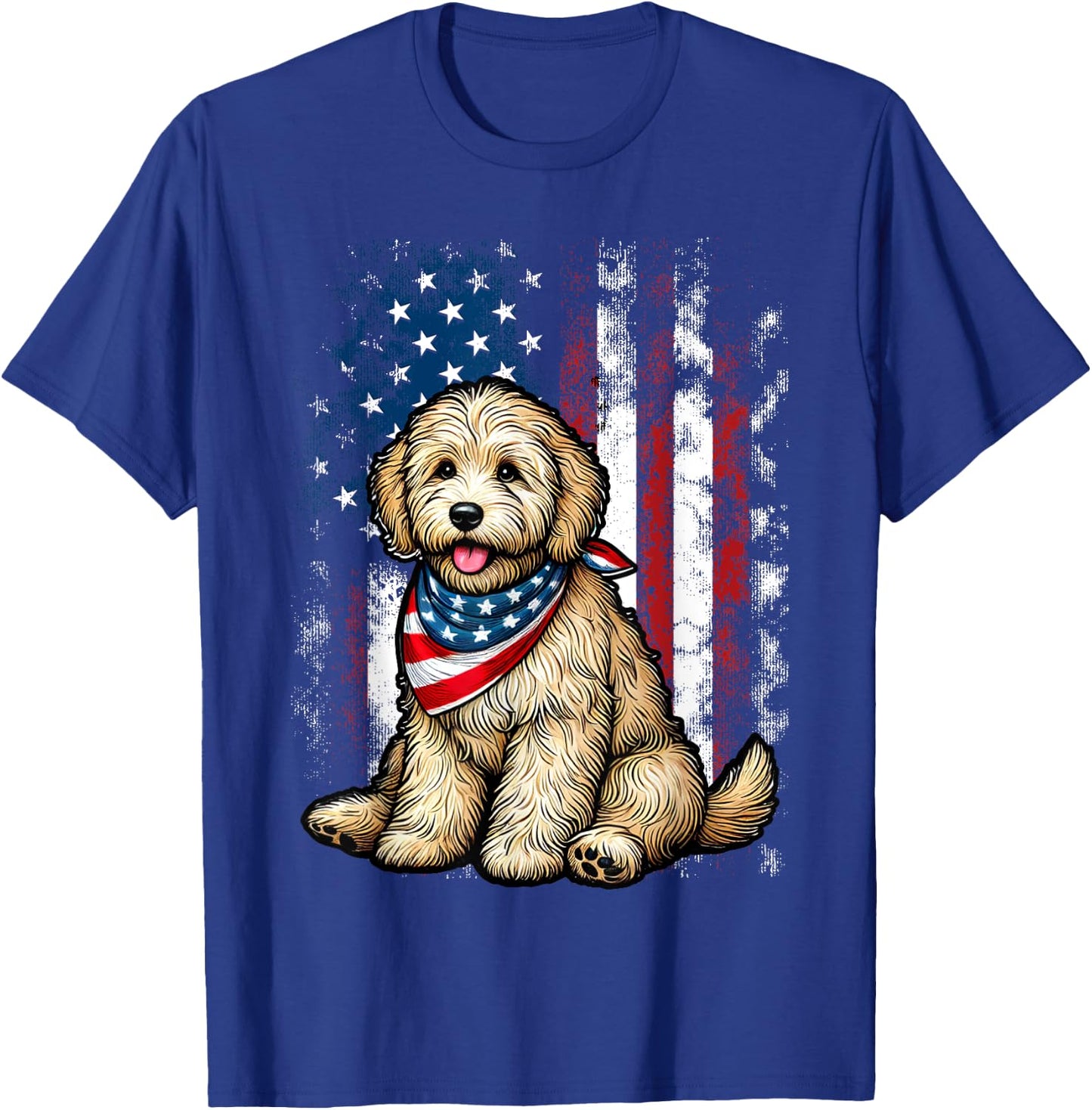 Goldendoodle 4th of July Patriotic Golden Doodle Dog T-Shirt - T-Shirt | Royal